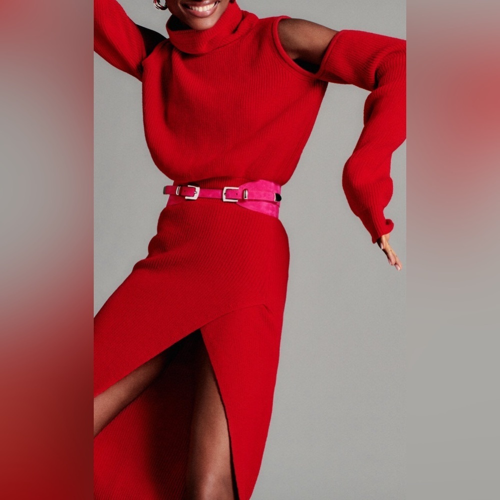 Brandon Maxwell Cutout Knit Wool-Blend Midi Dress Size M - Picture 10 of 13